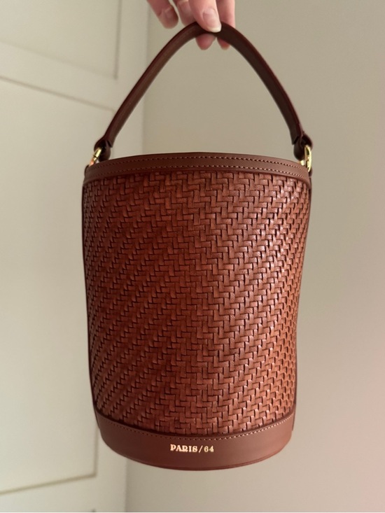 Paris / 64 Handbags - PARIS/64 Brown Woven Mini Bucket Bag